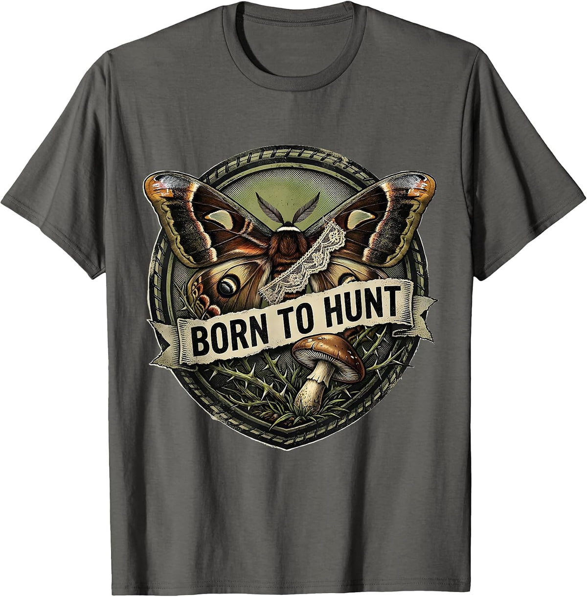 Men's Born to Hunt Camo Hunting Design T-Shirt - Asphalt Grey