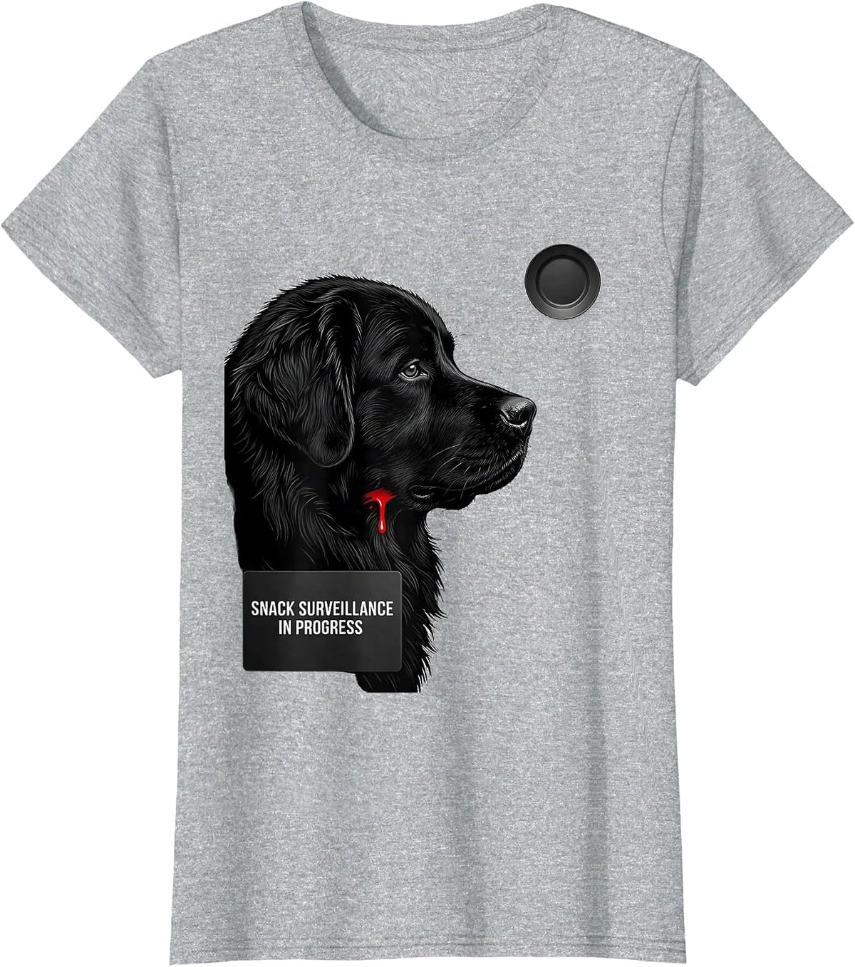 Snack Surveillance In Progress Funny Newfoundland Dog Jowls T-Shirt - Heather Grey