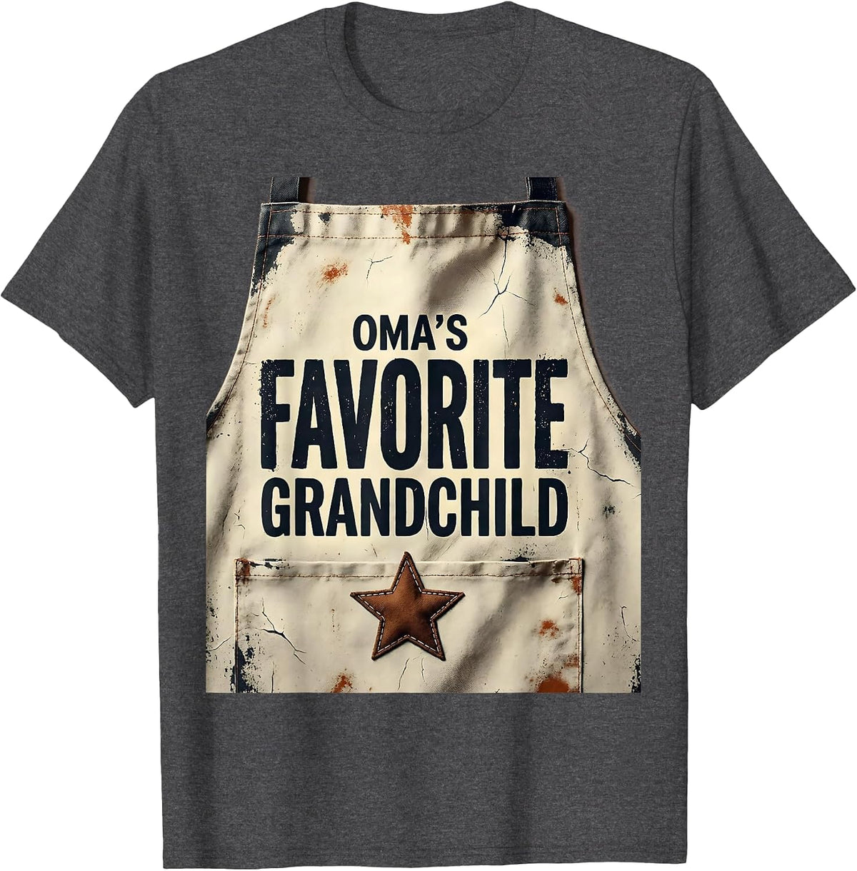 Men's Oma's Favorite Grandchild Distressed Funny Grandparent Gift T-Shirt - Dark Heather Grey
