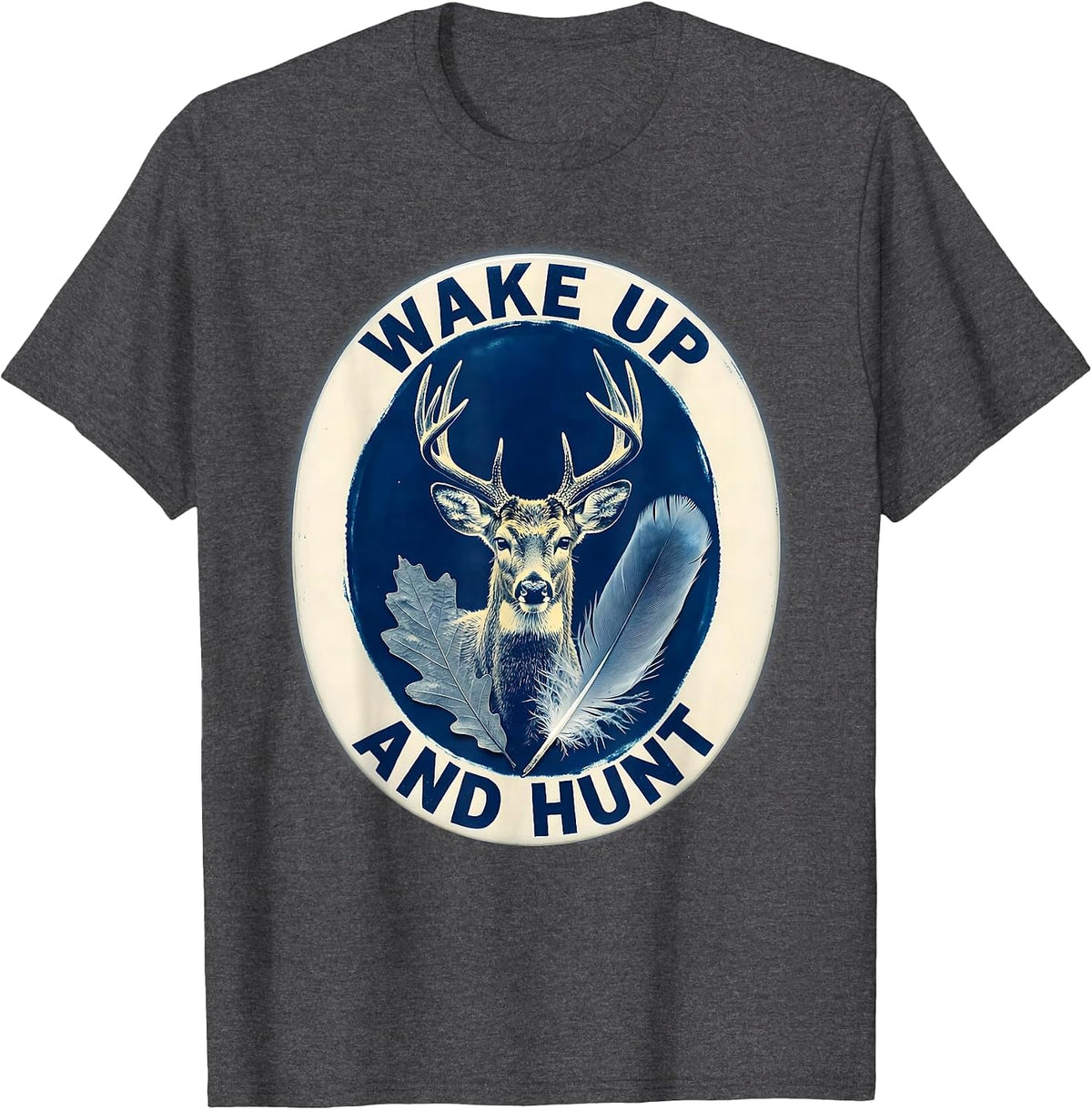 Men's Wake Up and Hunt Bold Hunting Graphic Design T-Shirt - Dark Heather Grey
