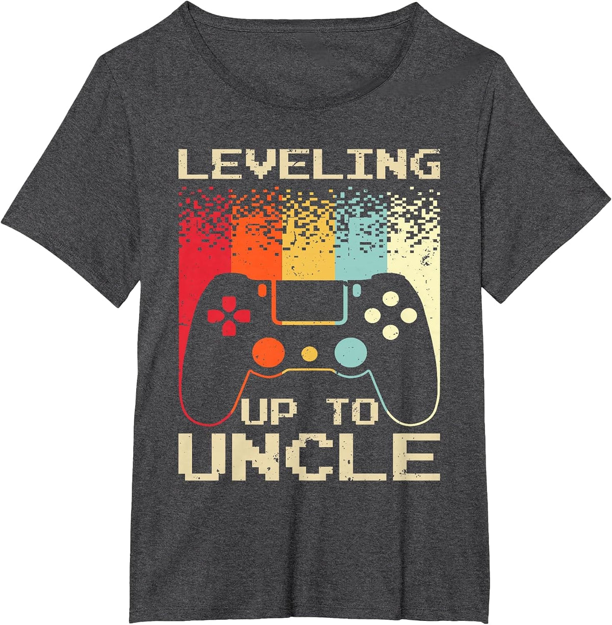 Best New Uncle for Men Boys Soon to Be Uncle Nephew Gamer T-Shirt - Dark Heather Grey