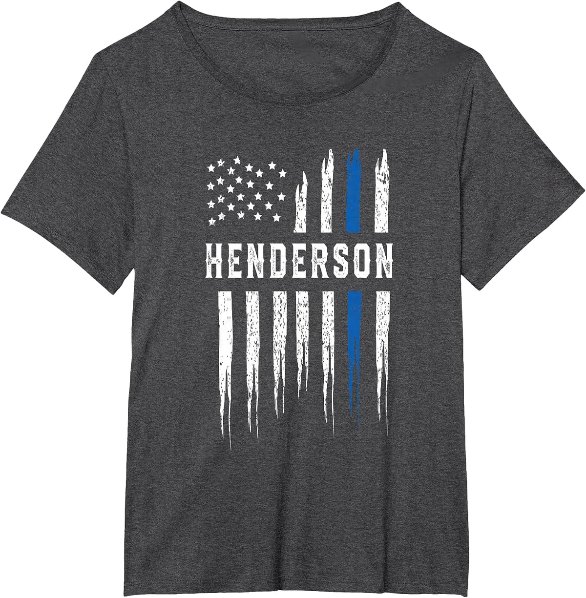 Thin Blue Line Heart Henderson Police Officer Nevada Cops T-Shirt - Dark Heather Grey