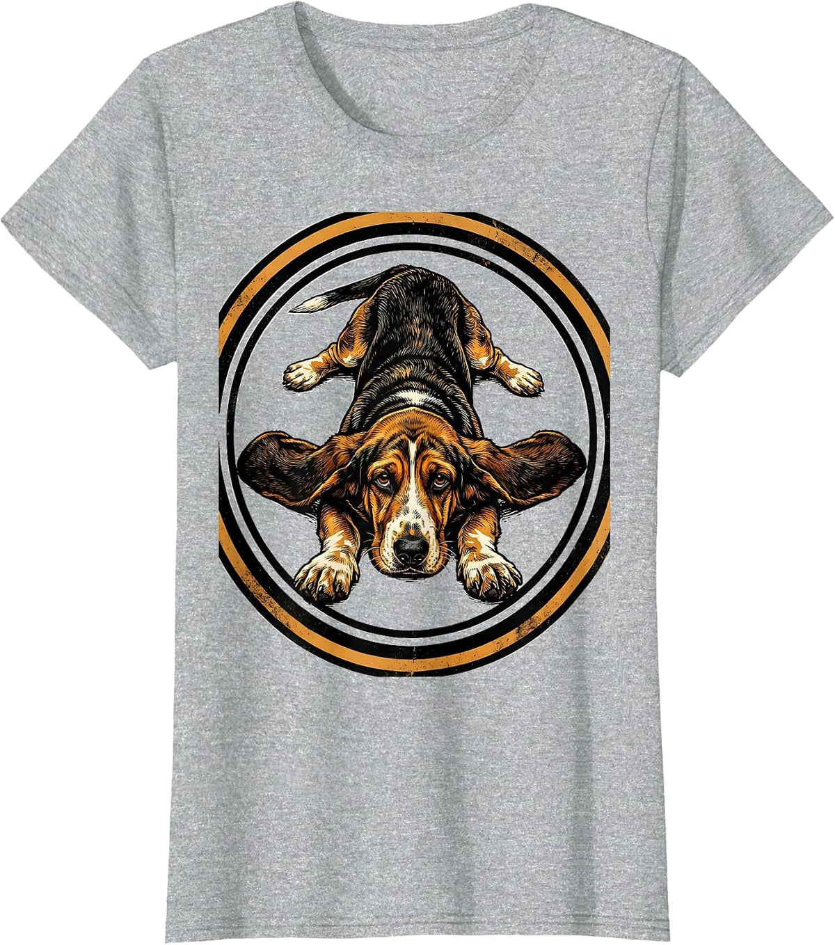 Basset Hound Flopped on Floor Graphic T-Shirt - Heather Grey