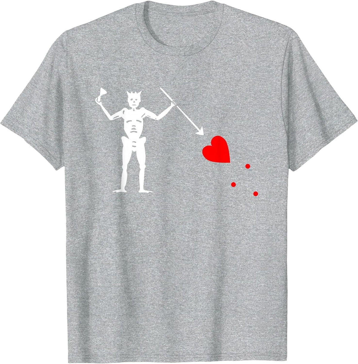 Blackbeard Pirate Flag Jolly Roger Skeleton Halloween T-Shirt - Heather Grey