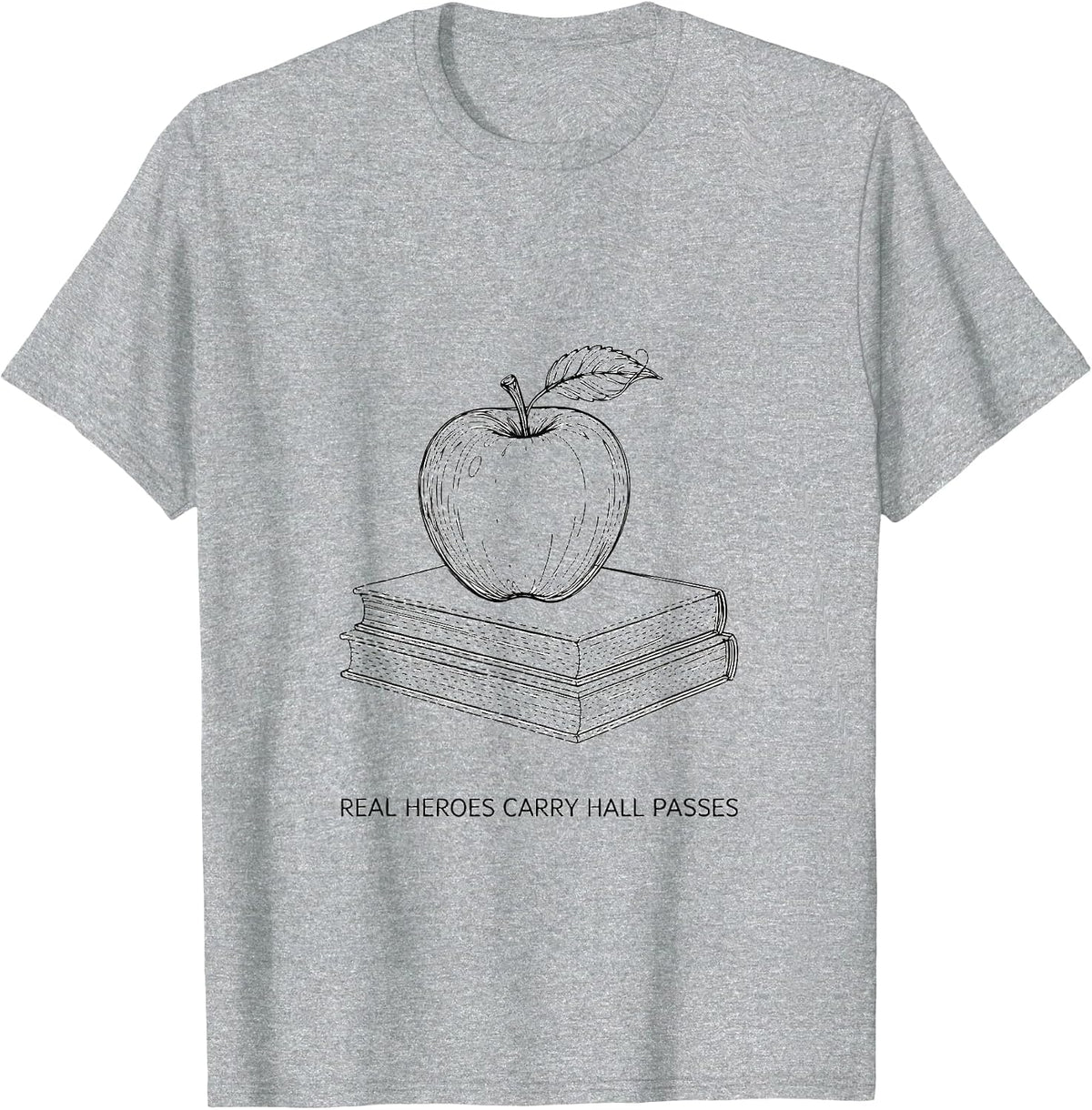 Men's Real Heroes Carry Hall Passes Teacher Design T-Shirt - Heather Grey