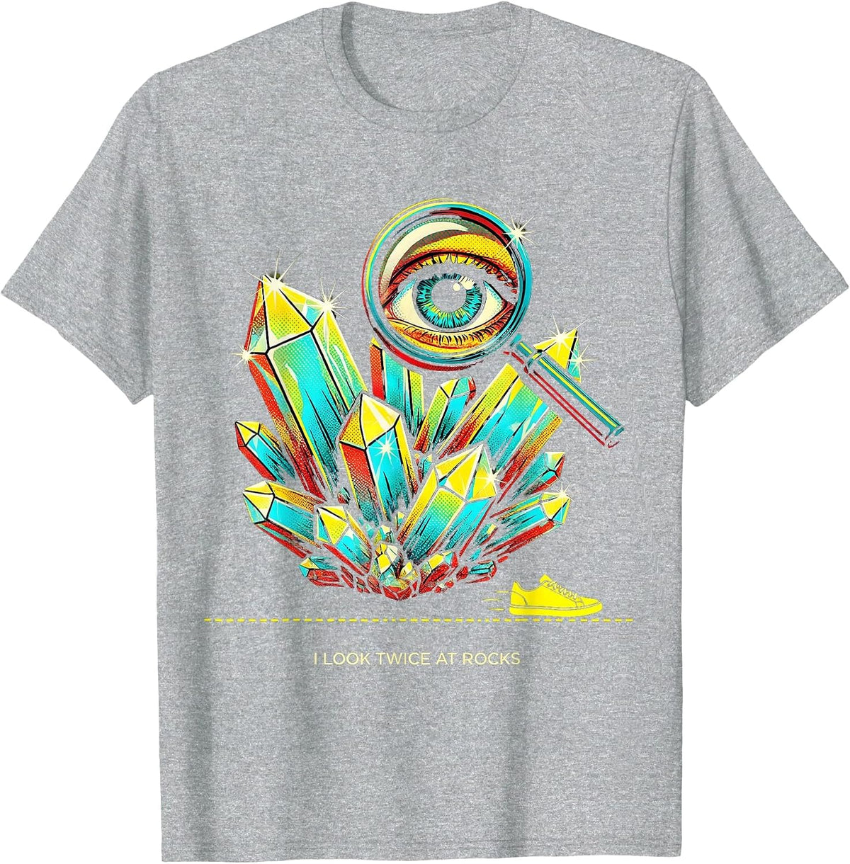 Men's I Look Twice At Rocks Pop Art Funny Rock Collector Geology T-Shirt - Heather Grey