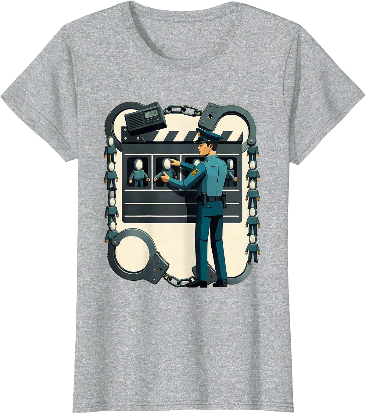 Uniformed Officer Sorting Funny Police Officer Gift T-Shirt - Heather Grey