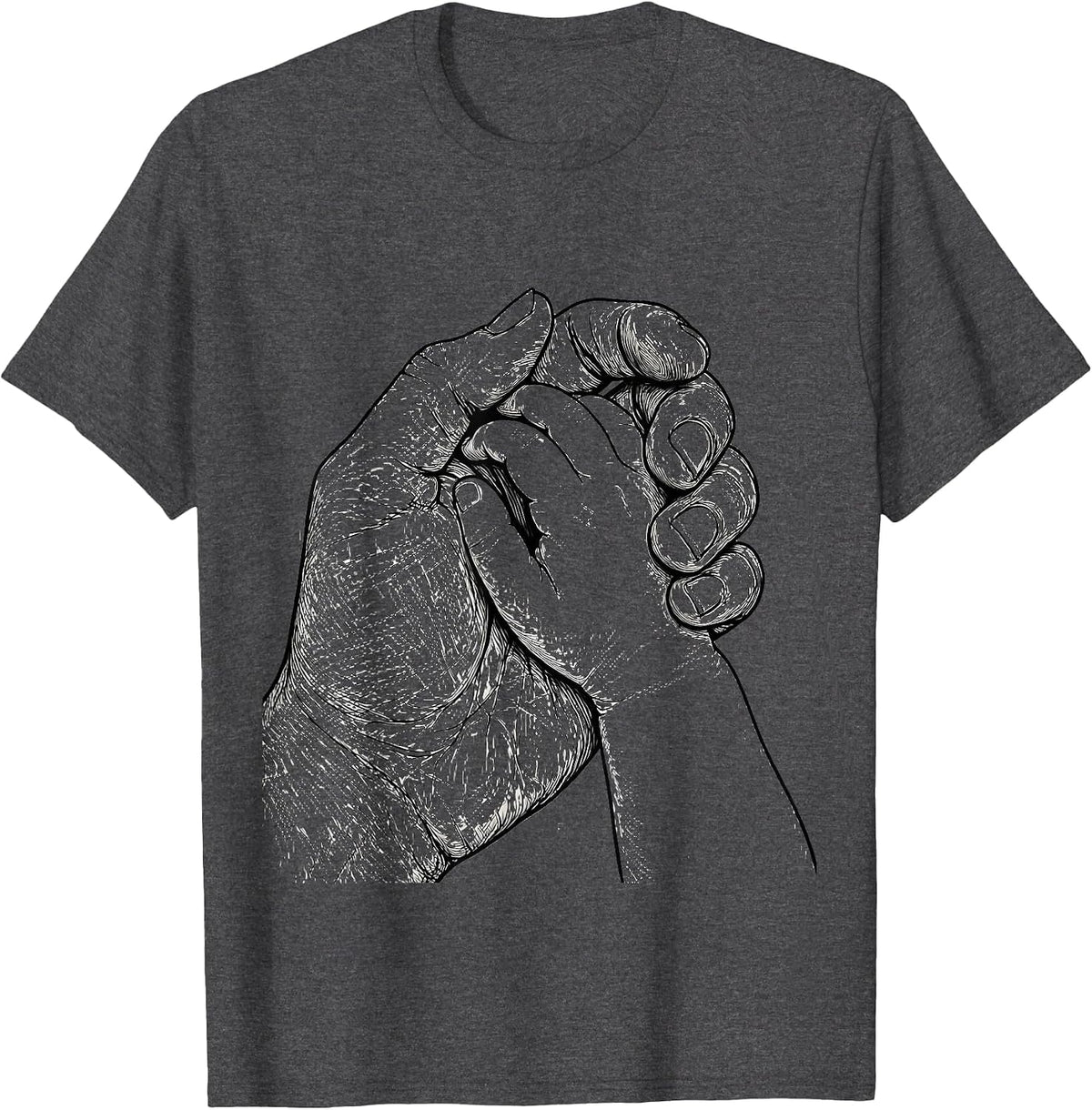 Social Worker Child Hand in Hand Illustration T-Shirt - Dark Heather Grey