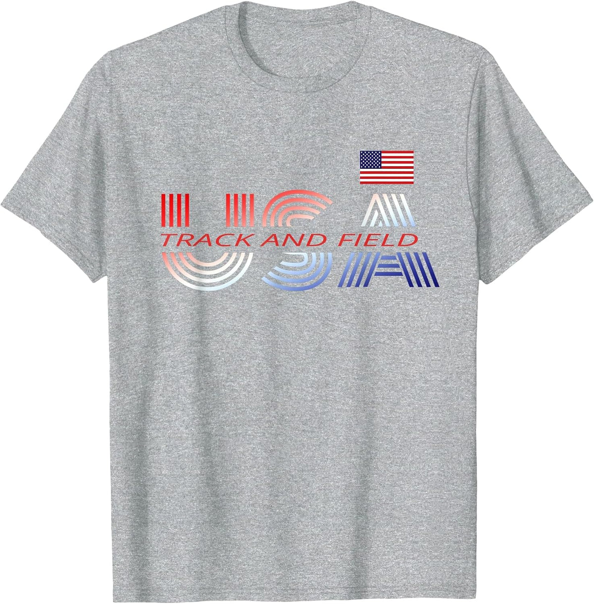 Patriotic USA Team Sports Proud American Track and Field T-Shirt - Heather Grey