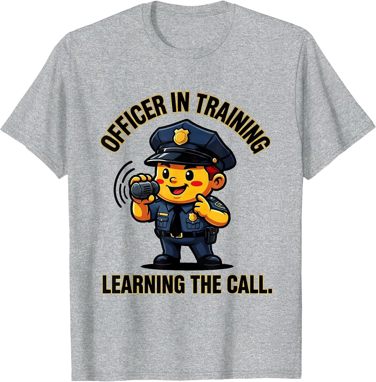 Men's Officer In Training Learning The Call Cartoon Police Officer T-Shirt - Heather Grey