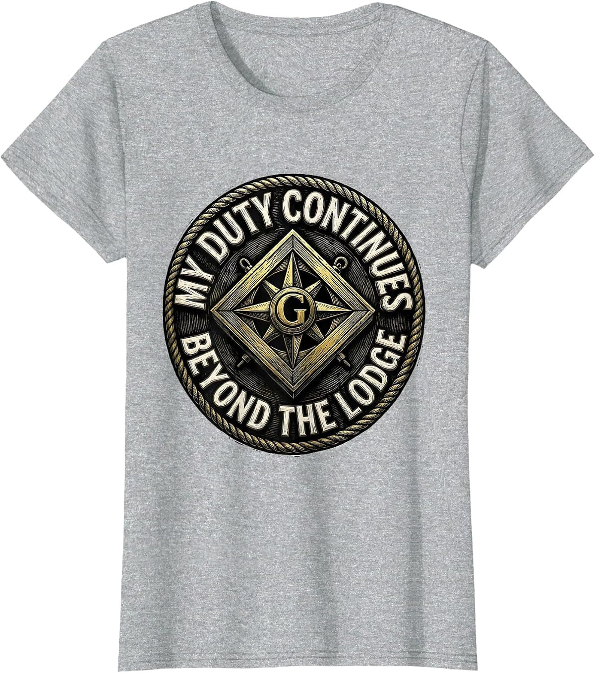 My Duty Continues Beyond The Lodge Freemason Square Compass T-Shirt - Heather Grey