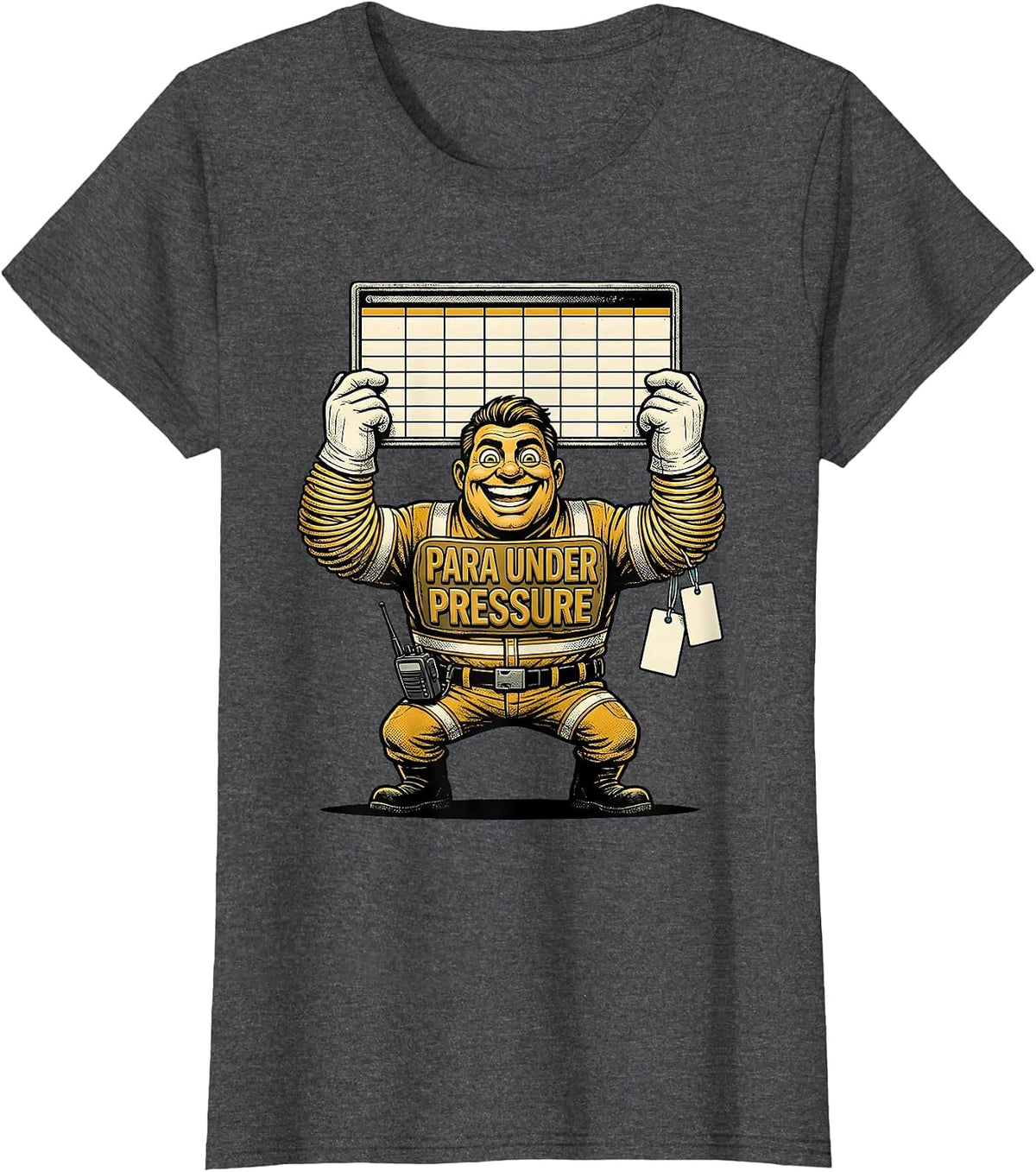 Para Under Pressure Retro Cartoon Paraprofessional Humor T-Shirt, Women, Dark Heather Grey, X-Small - As Pictured