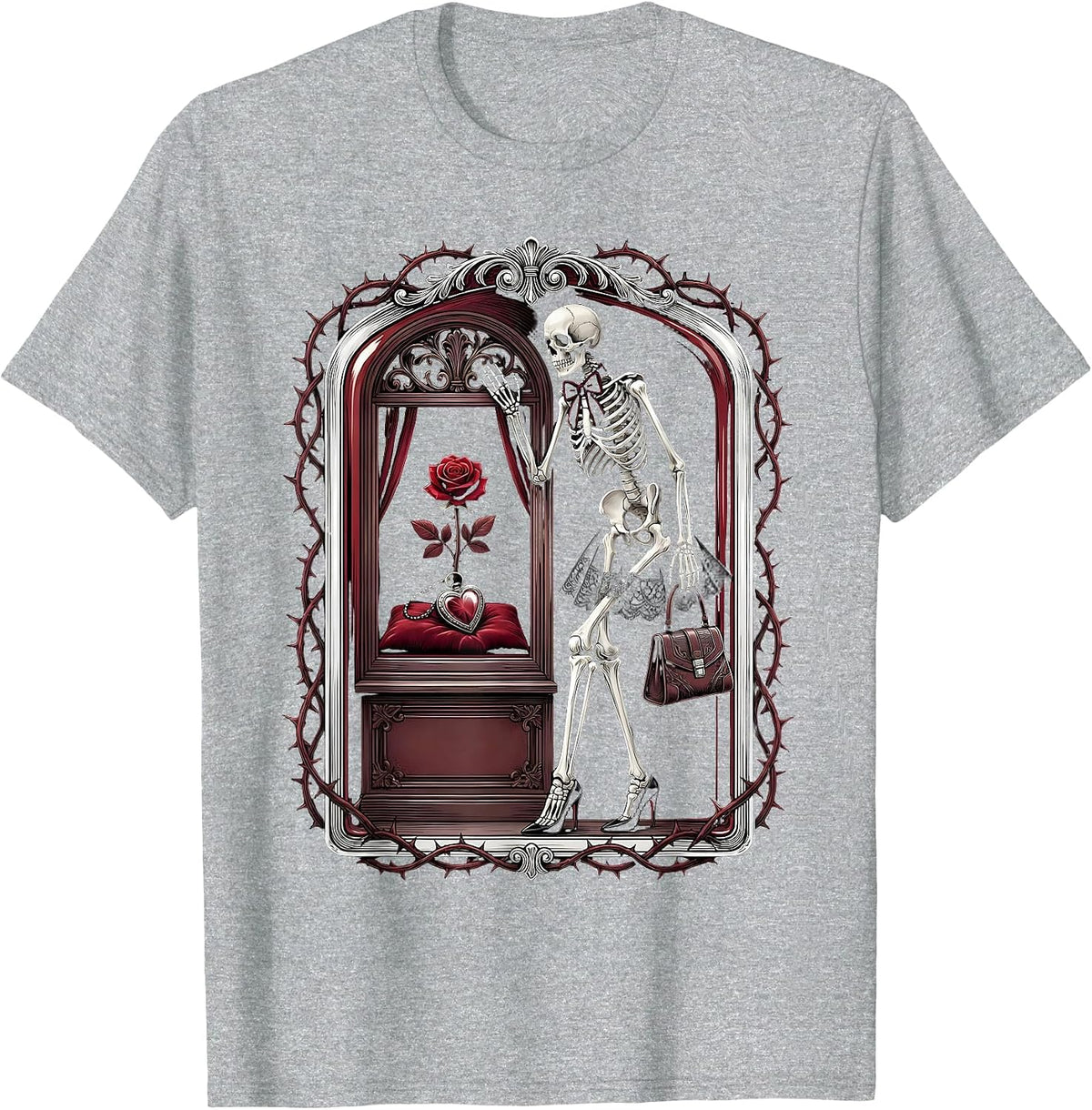 Men's Boo-Jee Skeleton Designer Heels Window Shopping T-Shirt - Heather Grey