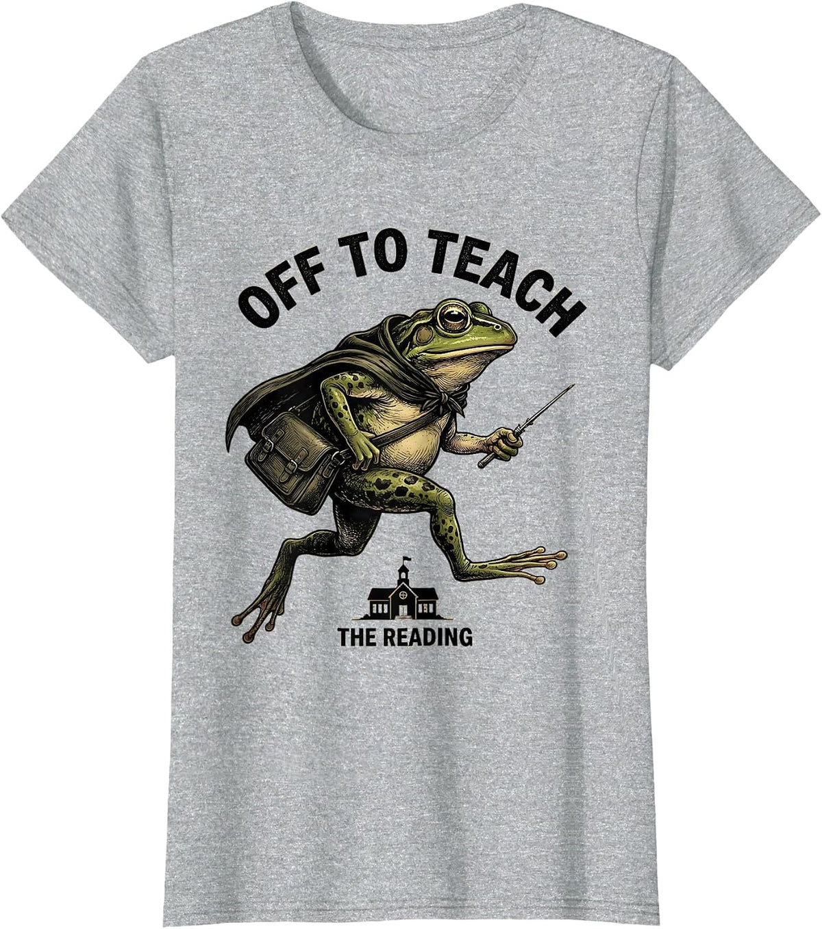 Off To Teach The Reading Funny Frog Teacher Back To School T-Shirt - Heather Grey