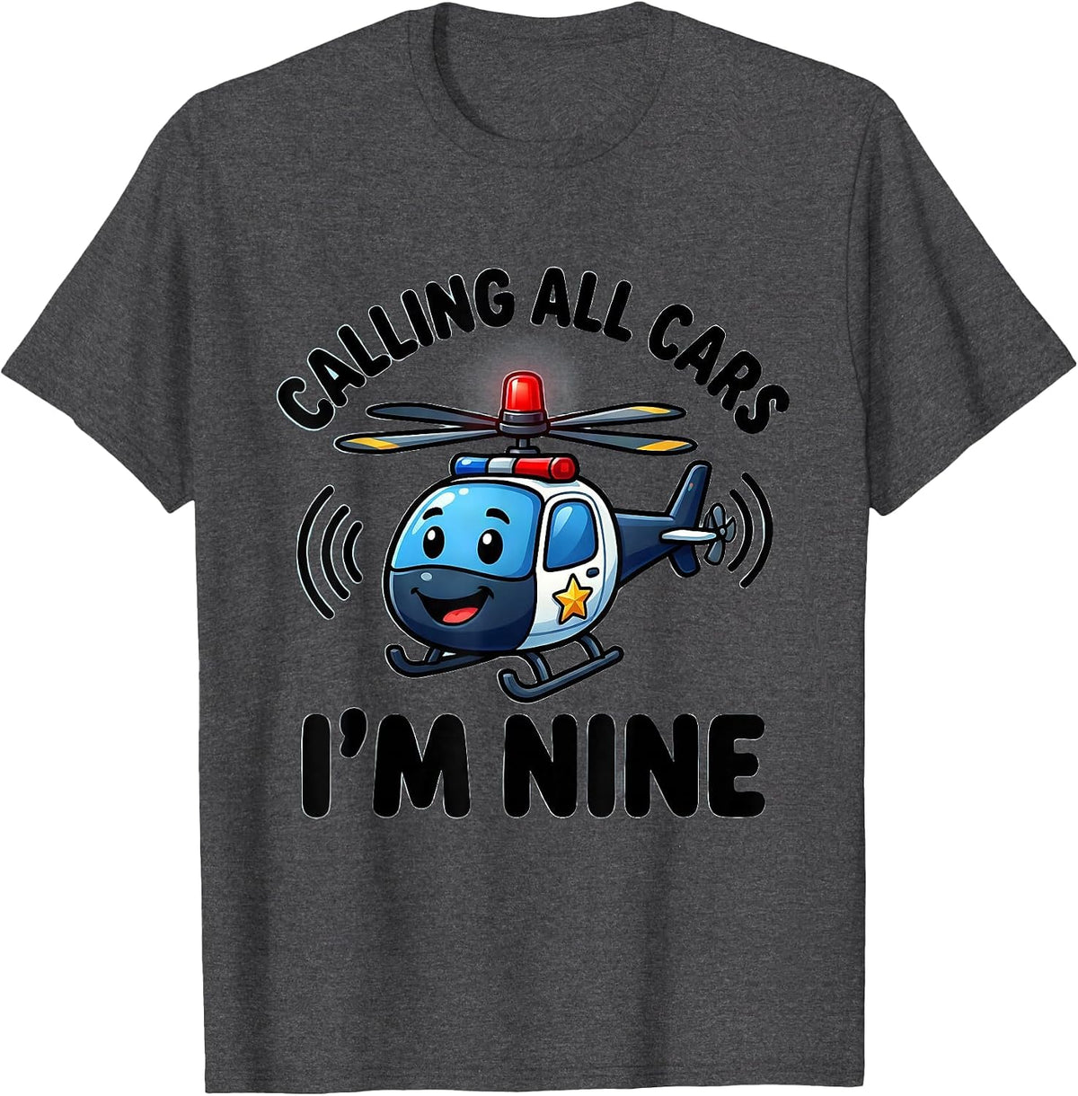 Calling All Cars I'm Nine Future Police Officer Kids T-Shirt - Dark Heather Grey