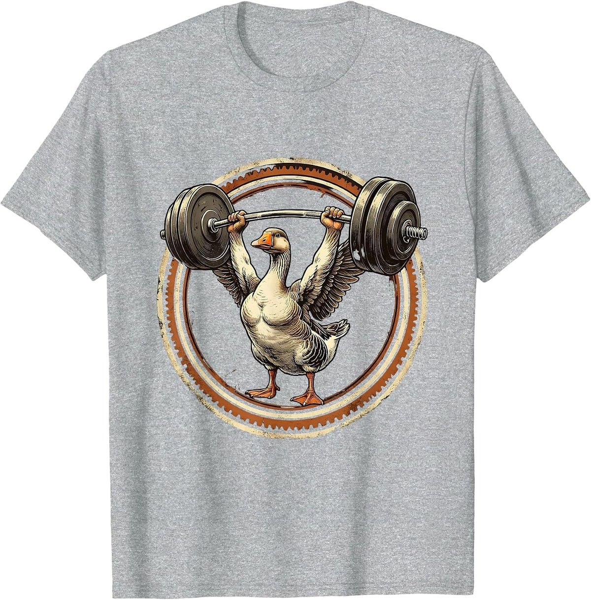 Men's Silly Goose Weightlifting Overhead Press Graphic T-Shirt - Heather Grey