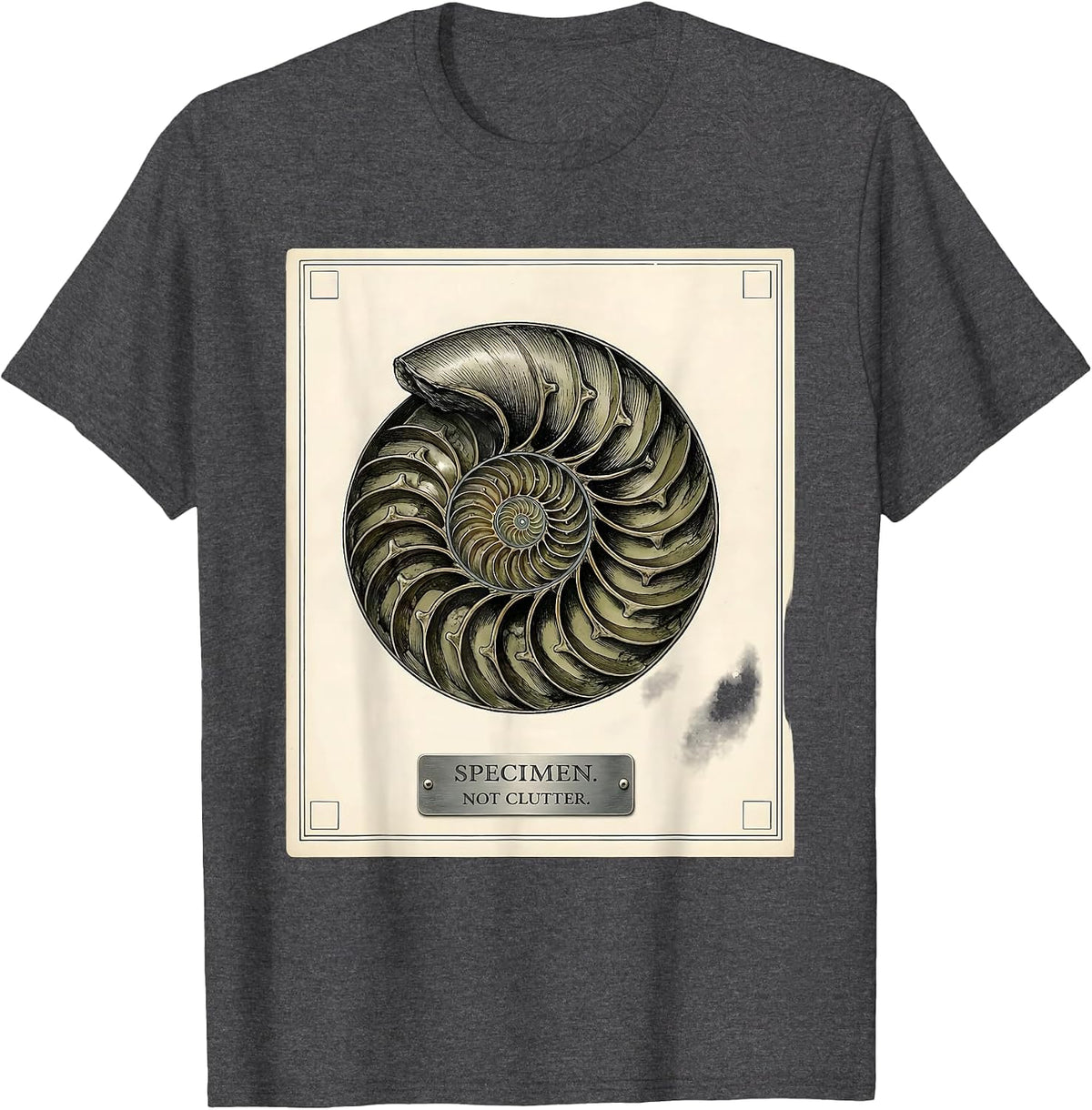 Men's Specimen. Not Clutter Botanical Geology Humor Rock Collector T-Shirt - Dark Heather Grey