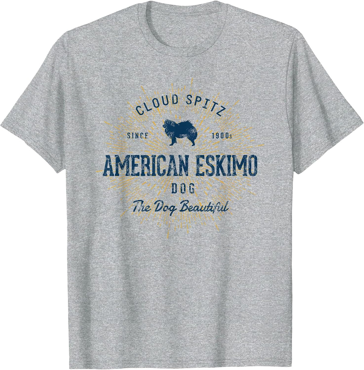 Vintage American Eskimo Dog Retro T-Shirt - Heather Grey