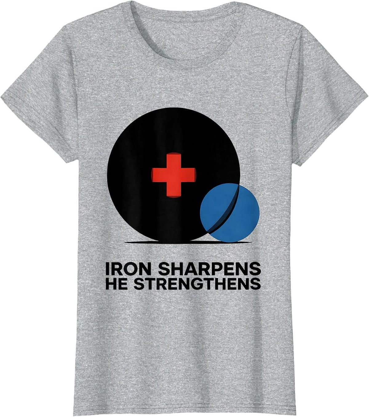 Iron Sharpens He Strengthens Bauhaus Modernist Christian Gym T-Shirt - Heather Grey