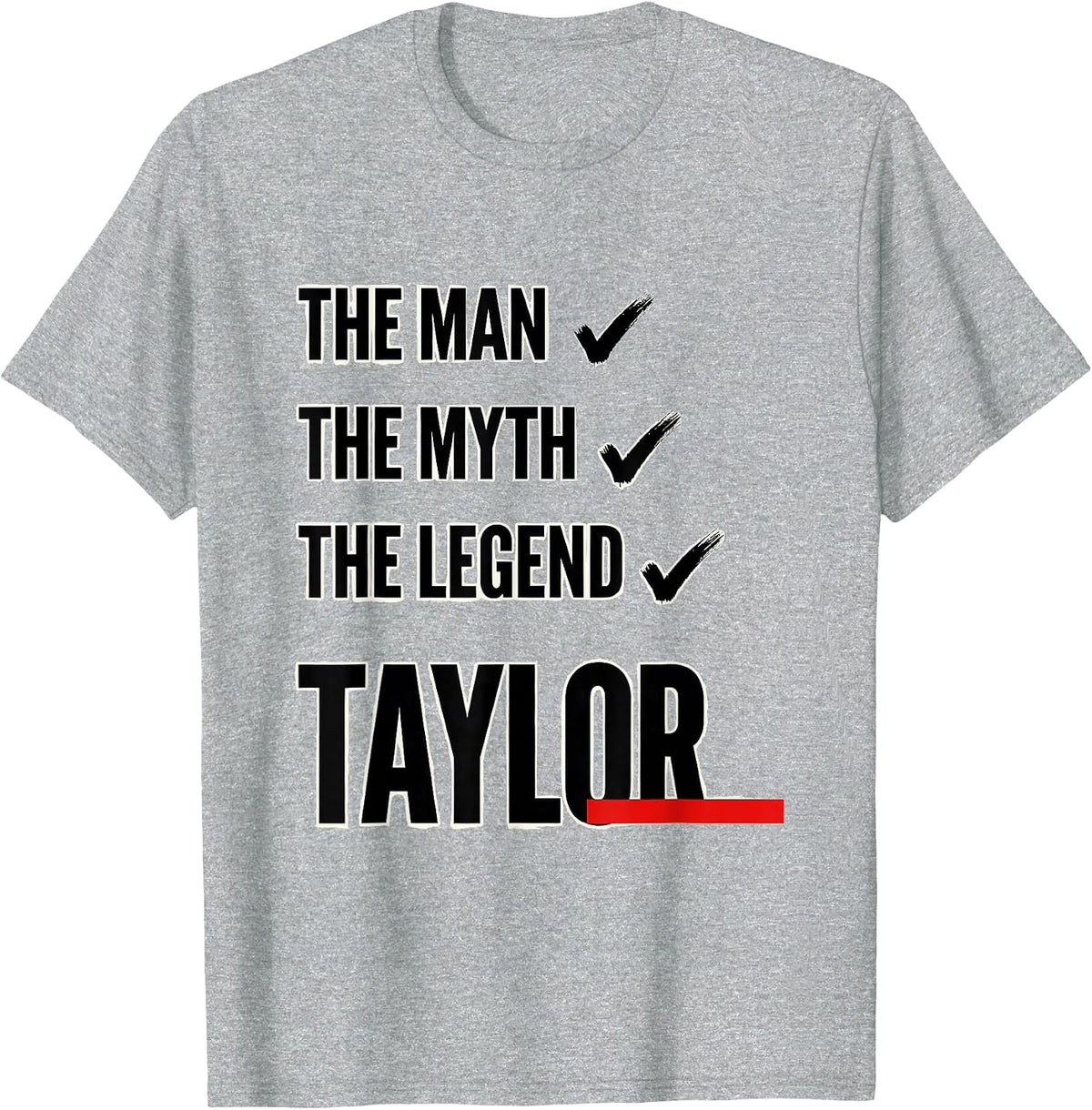 Men's The Man The Myth The Legend Taylor Vintage Personalized Name T-Shirt - Heather Grey