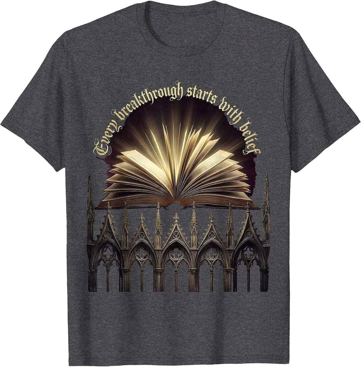 Men's Sped Teacher Every Breakthrough Starts With Belief T-Shirt - Dark Heather Grey