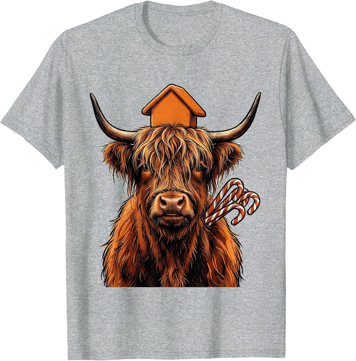 Men's Shaggy Highland Cow Highland Cow Lover Fall Holiday Humor T-Shirt - Heather Grey