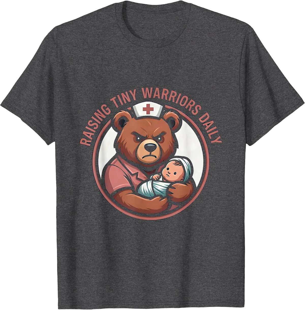 Men's Raising Tiny Warriors Daily NICU Nurse Design T-Shirt - Dark Heather Grey