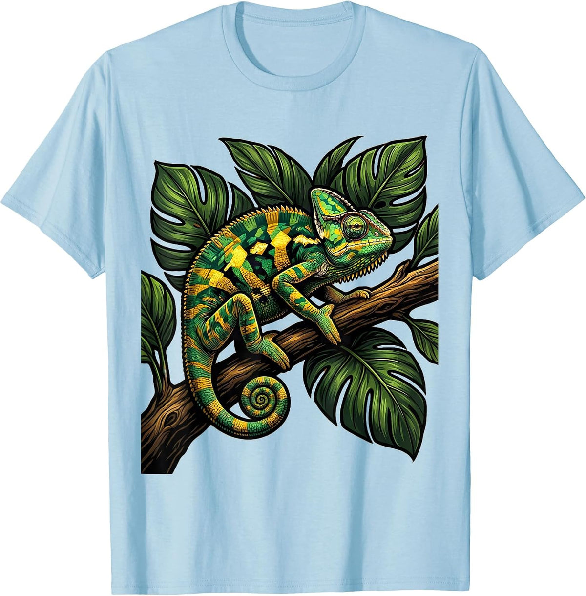 Men's Chameleon Camo Leafy Branch Nature Design T-Shirt - Baby Blue