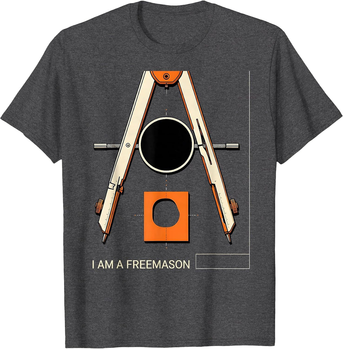 Men's I Am A Freemason Stencil Masonic Fraternal Gift T-Shirt - Dark Heather Grey