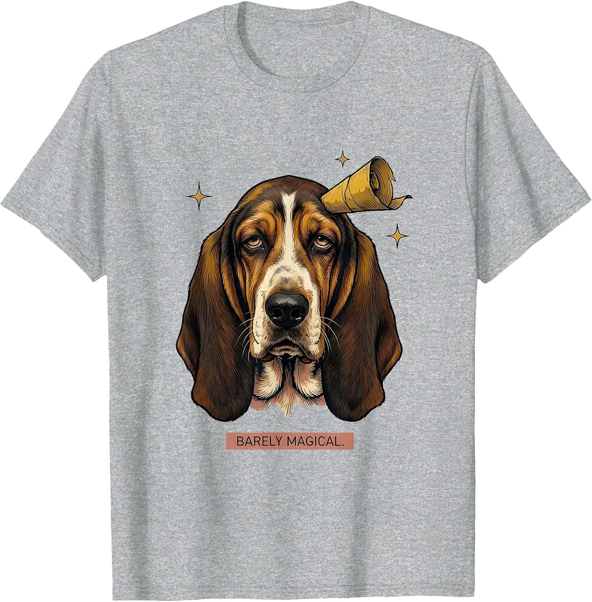 Men's Barely Magical Funny Basset Hound Unicorn Novelty Humor T-Shirt - Heather Grey