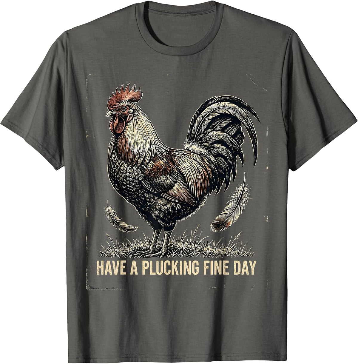 Men's Have A Plucking Fine Day Distressed Pheasant Hunting Upland T-Shirt - Asphalt Grey