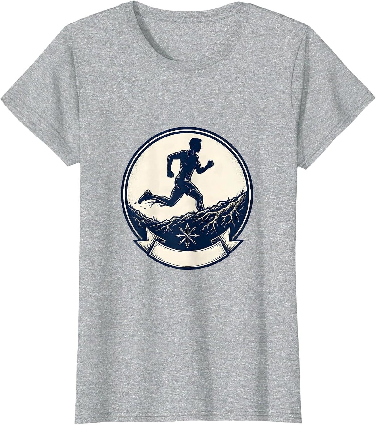 Cross Country Runner Emblem Track And Field Team T-Shirt - Heather Grey
