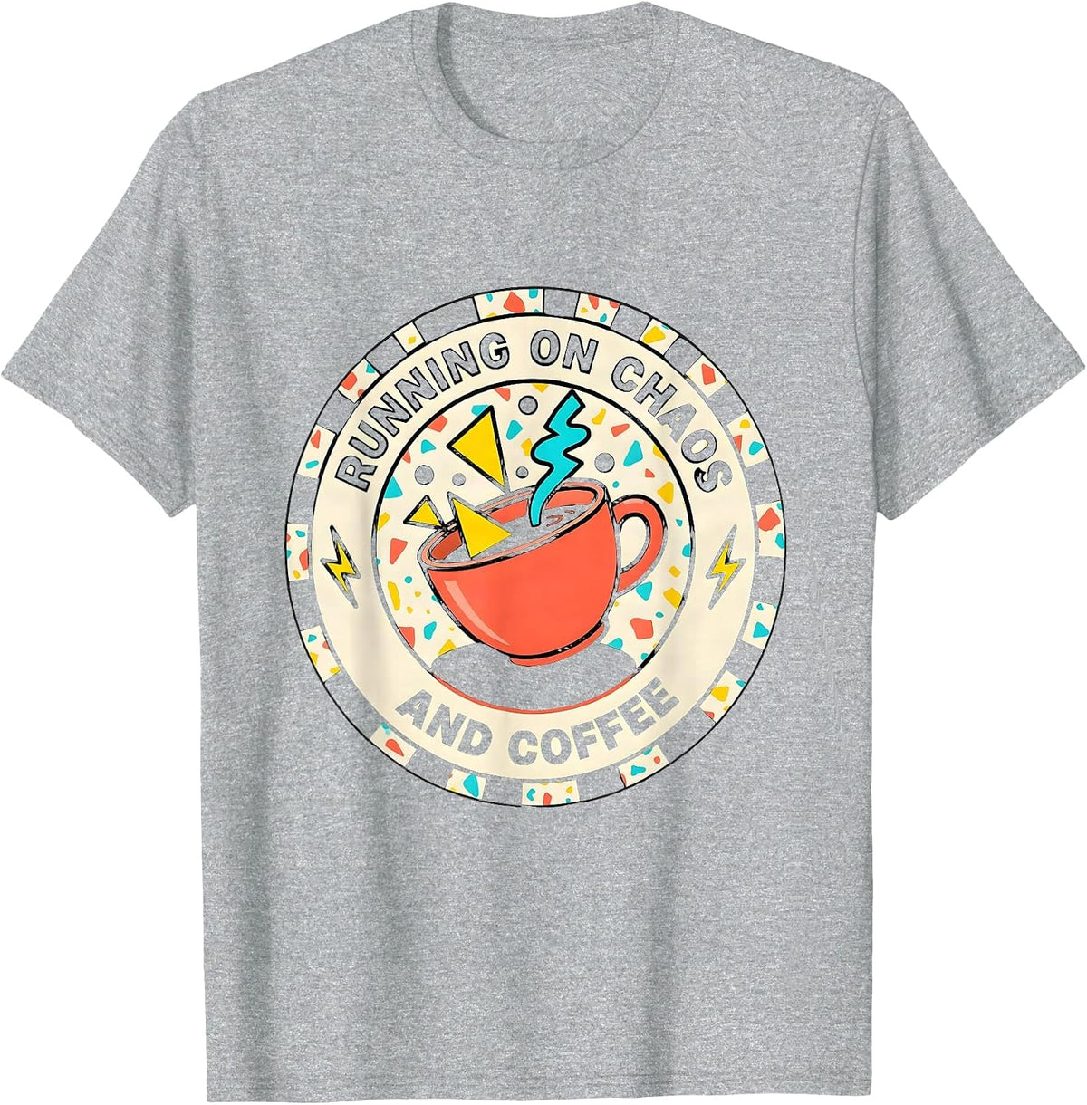 Men's Running on Chaos and Coffee Coordinator Design T-Shirt - Heather Grey