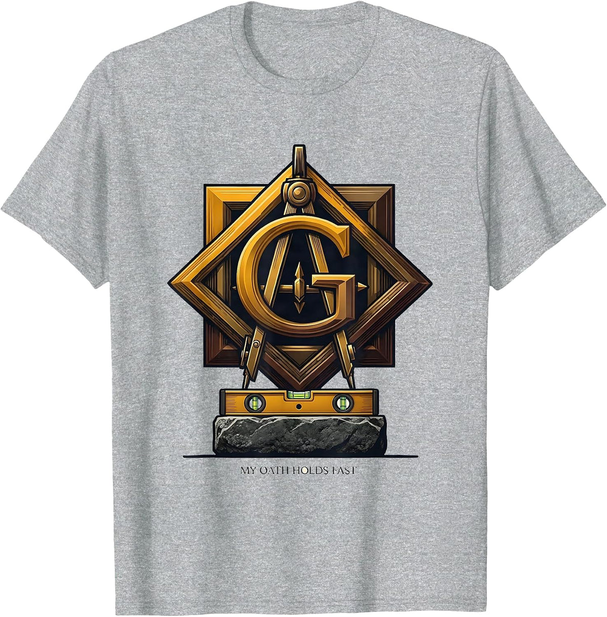 Men's My Oath Holds Fast Masonic Square & Compass Freemason T-Shirt - Heather Grey