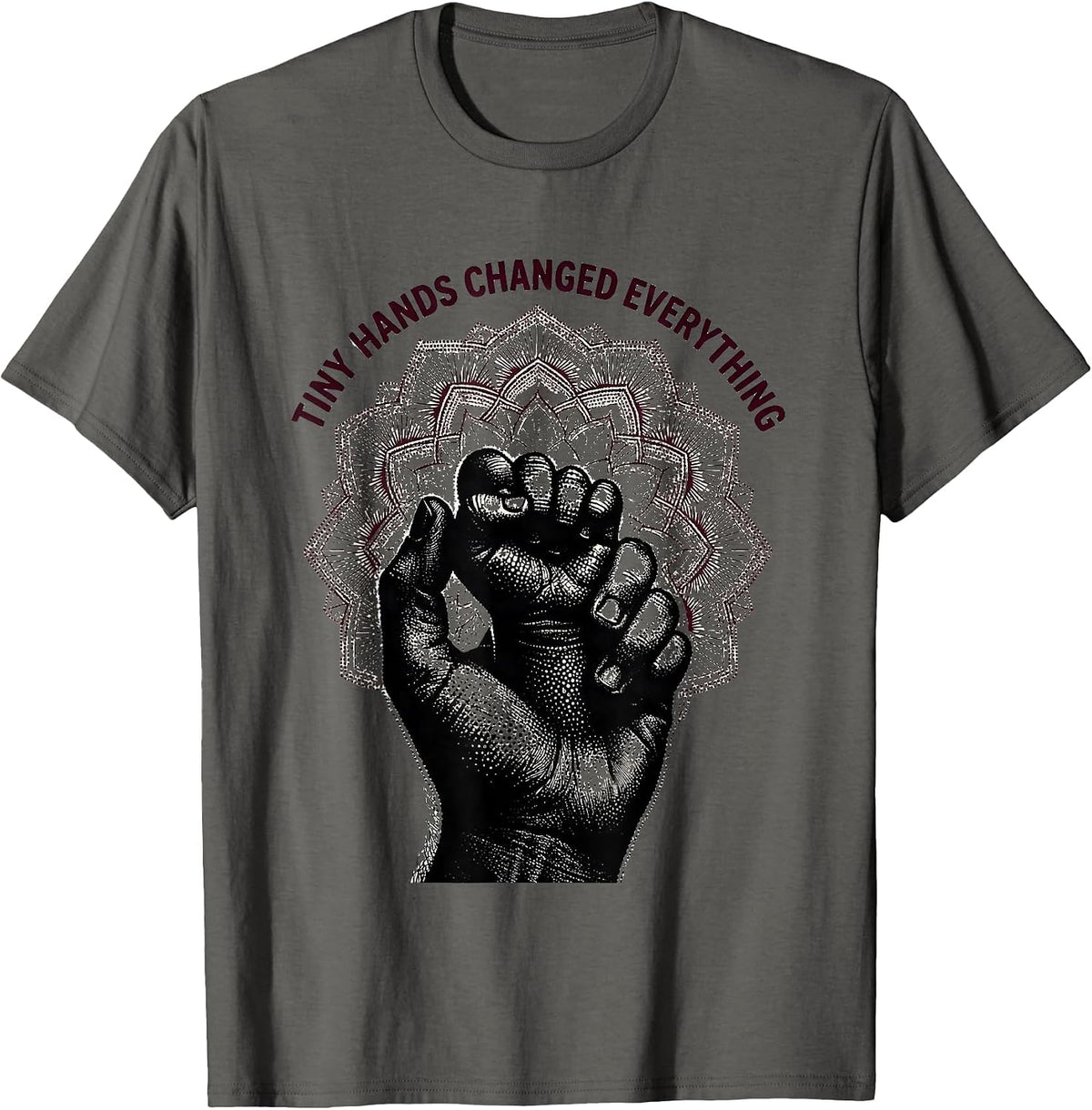Tiny Hands Changed Everything NICU Nurse Design T-Shirt - Asphalt Grey
