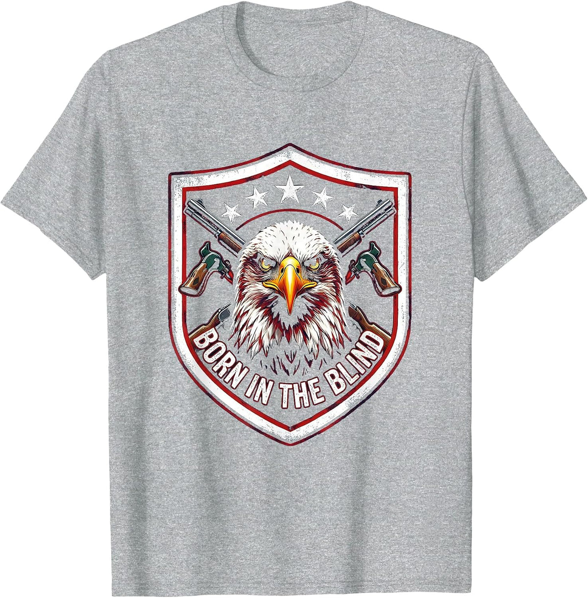 Men's Born in the Blind Duck Camo Hunting Design T-Shirt - Heather Grey