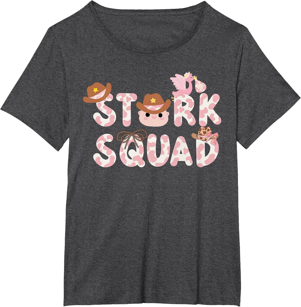 Western Labor and Delivery Nurse Stork Squad Nurse Week T-Shirt - Dark Heather Grey