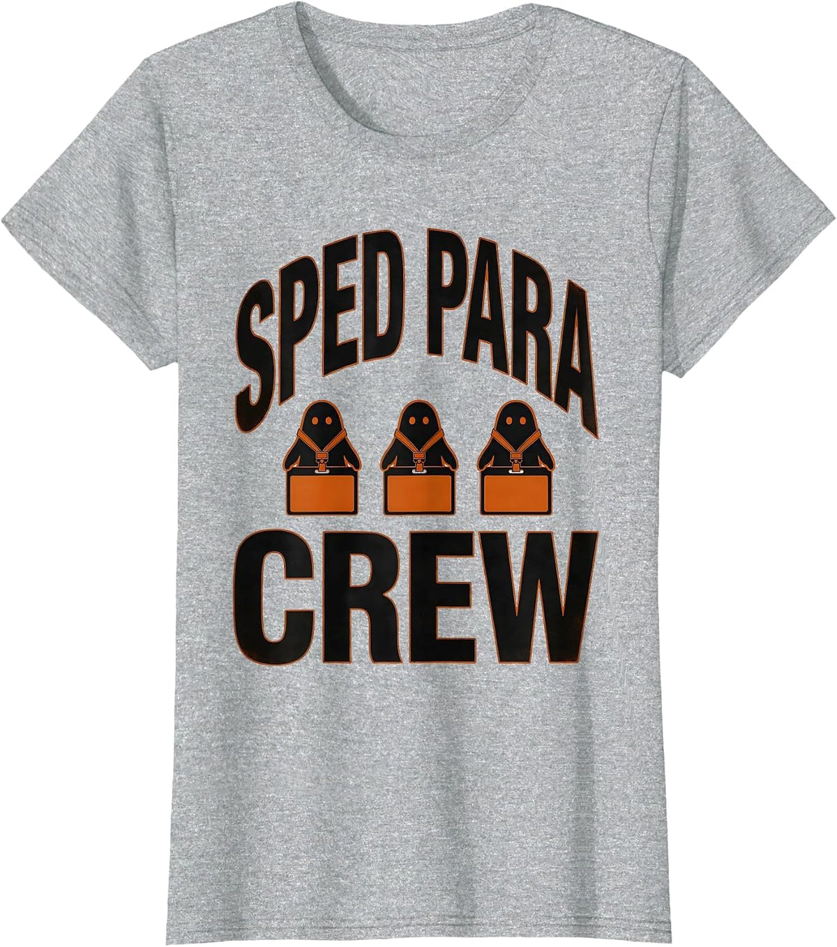 Women's SPED Para Crew Para Normal Activities Ghost Halloween T-Shirt - Heather Grey