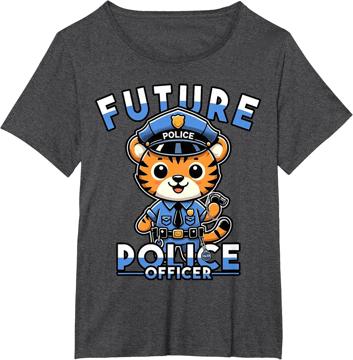 Future Police Officer Graphic for Kids, Young Law Enthusiast T-Shirt - Dark Heather Grey