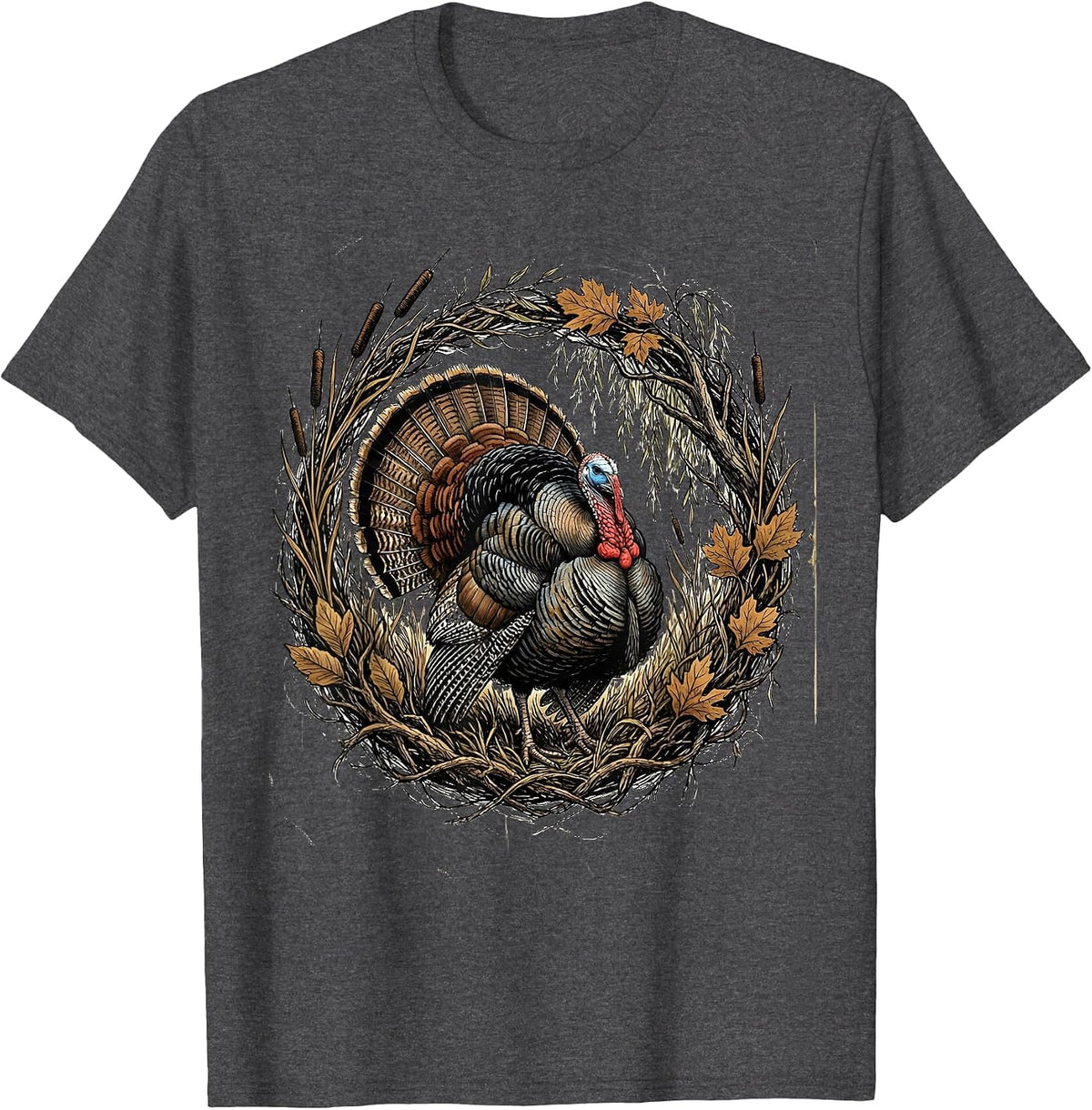 Men's Bottomland Camo Turkey Strutter River Bottom T-Shirt - Dark Heather Grey