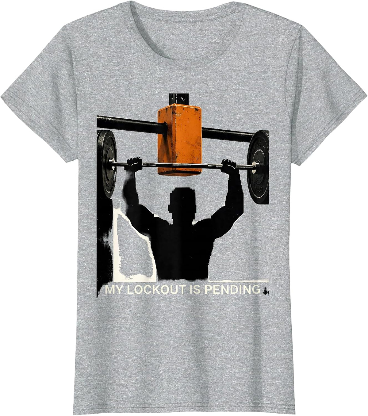My Lockout Is Pending Brutalist Gym Humor Weightlifting T-Shirt - Heather Grey