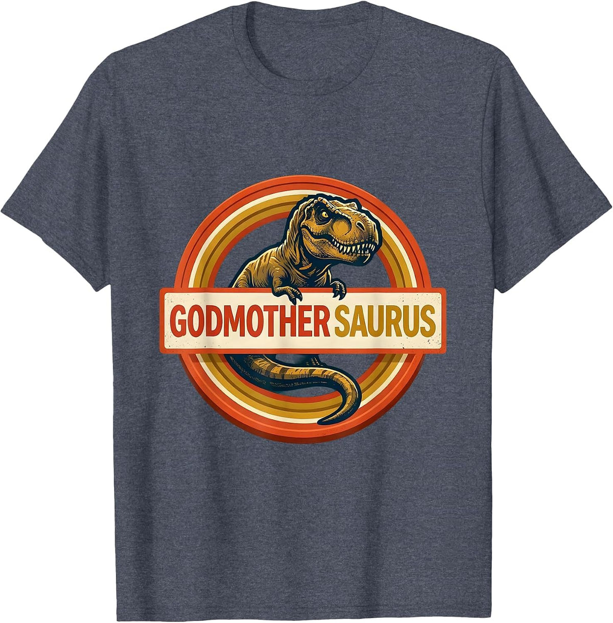 Godmothersaurus Funny Dinosaur Family Role Pun Gift T-Shirt - Heather Blue