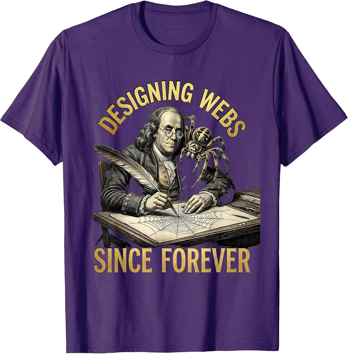 Men's Halloween Spider Web Designer UX Funny Design T-Shirt - Purple