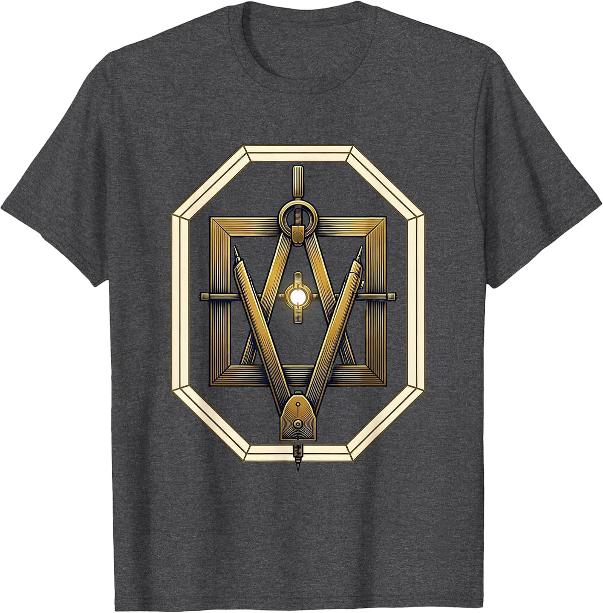 Square and Compass Freemason Emblem Fraternal Pride T-Shirt - Dark Heather Grey