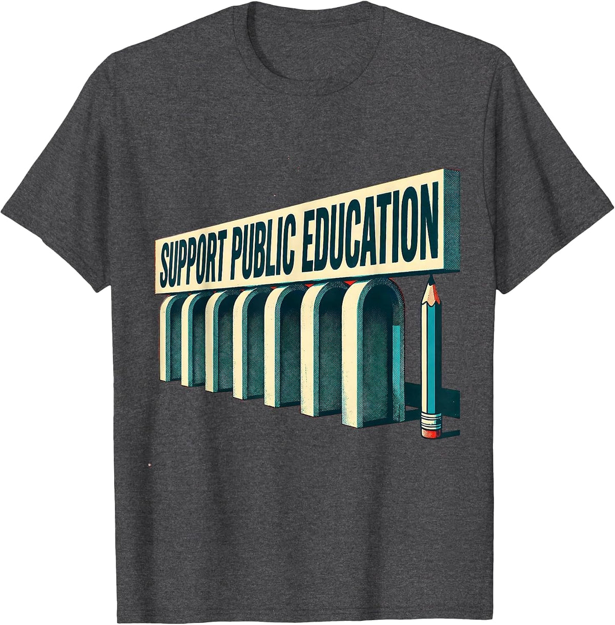 Support Public Education Red For Ed Teacher Protest Advocacy T-Shirt - Dark Heather Grey