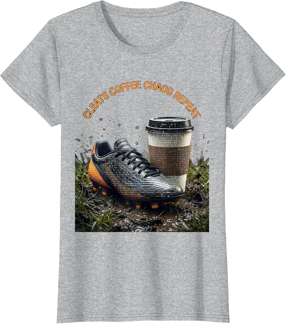 Cleats Coffee Chaos Repeat Soccer Dad Design T-Shirt - Heather Grey