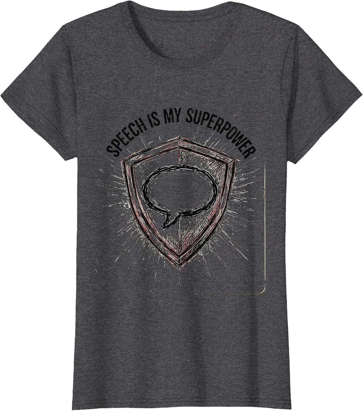 Women's Speech Is My Superpower SLP Design T-Shirt - Dark Heather Grey