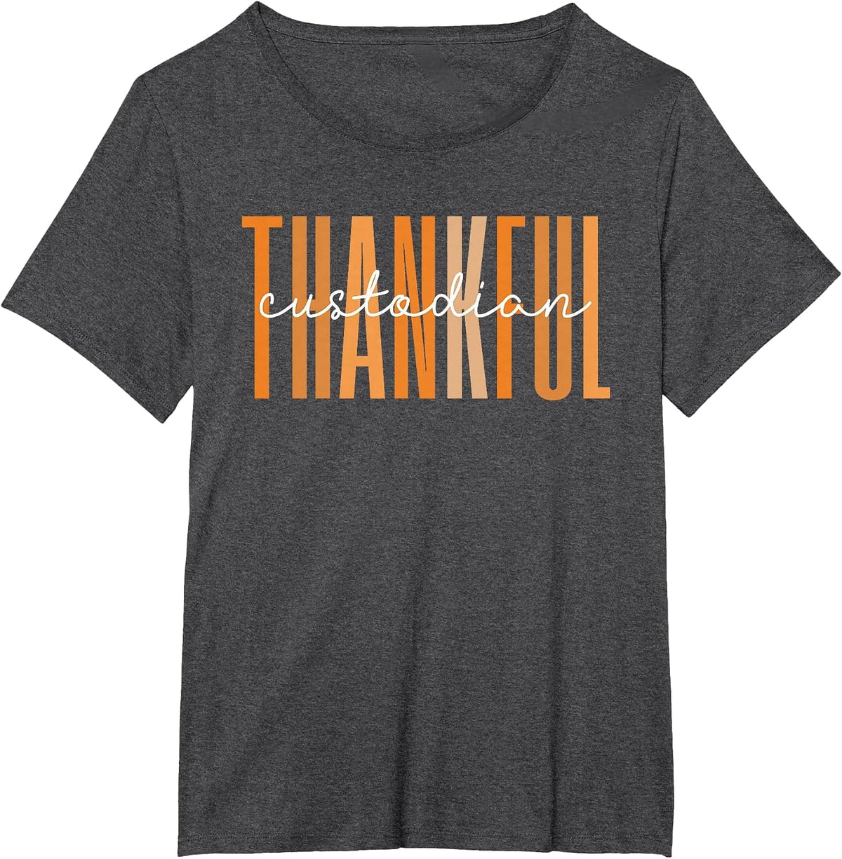 Retro Vintage One Thankful Custodian Pumpkin Thanksgiving T-Shirt - Dark Heather Grey