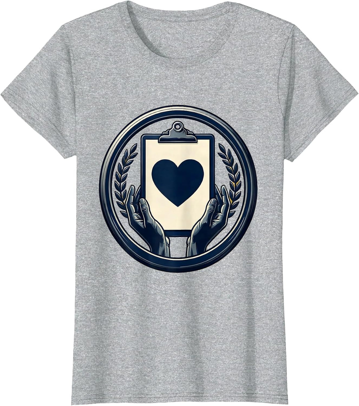 Social Worker Clipboard Heart Graphic Design Gift T-Shirt - Heather Grey