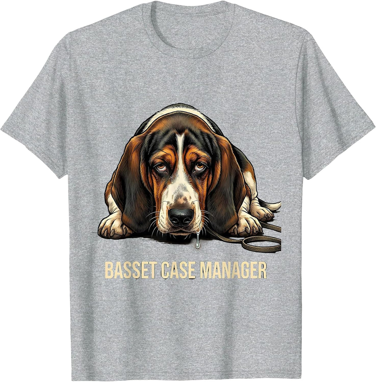 Men's Basset Case Manager Funny Basset Hound Dog Owner Gift T-Shirt - Heather Grey